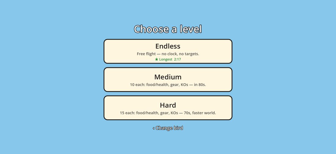 The level picker offering Endless, Medium and Hard